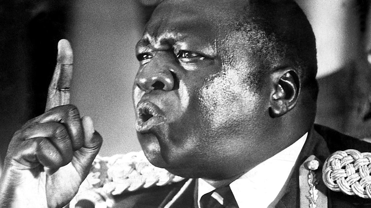 Schwarz-weiß Foto von Ugandas Ex-Diktator Idi Amin (undatiertes Archivbild), bekannt als "Schlächter von Afrika".
