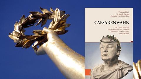 Buchcover Blank, Catrein, van Hoof (Hrsg.): „Caesarenwahn“ und ein Lorbeerkranz in der Hand der Goldelse