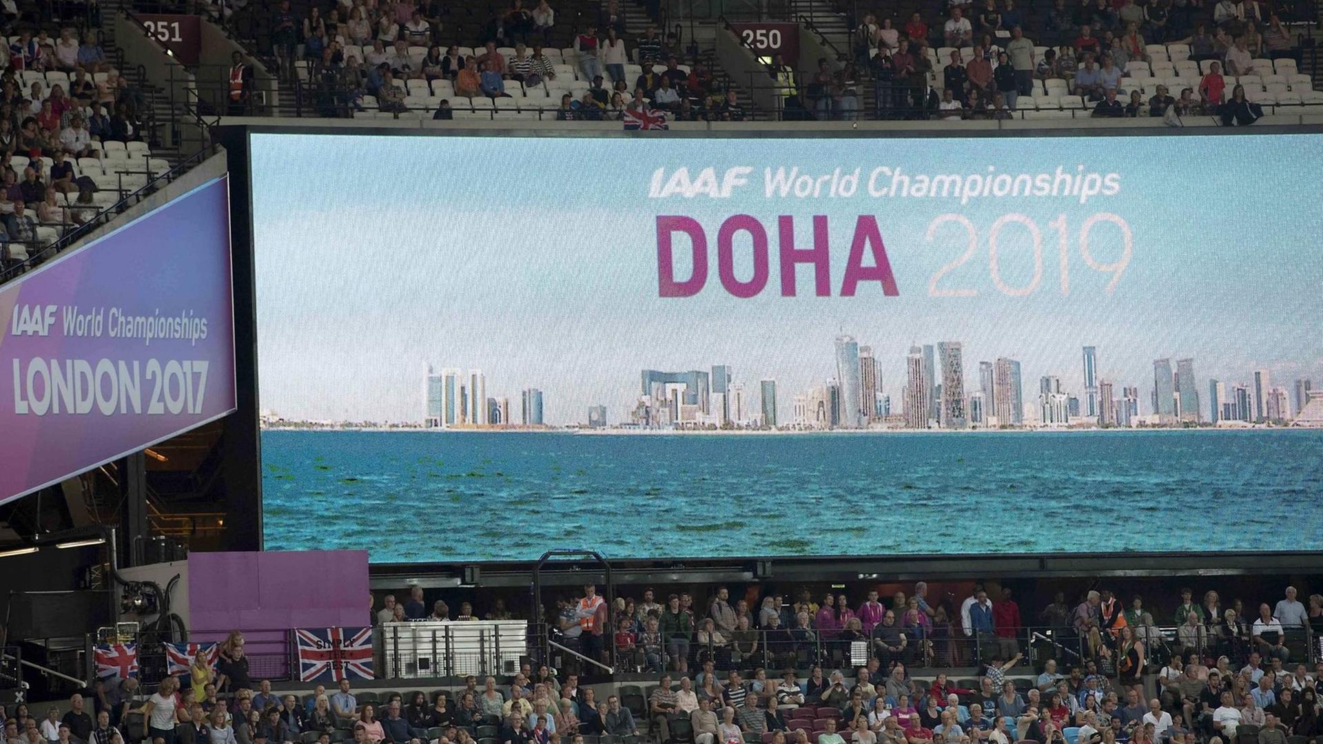 Werbung für die nächste Leichtathletik-WM in Doha.