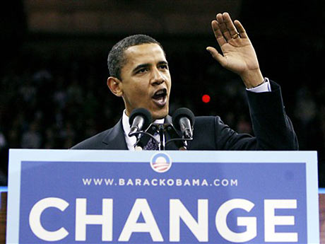 Barack Obama spricht zu seinen Anhängern in Madison, Wisconsin.