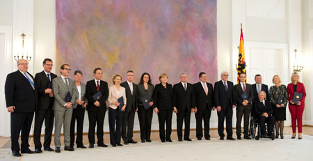 Bundespräsident Joachim Gauck ernennt im Schloss Bellevue die neuen Bundesminister der Großen Koalition.