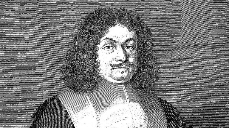 Ein zeitgenössiches Porträt des deutschen Dichters Andreas Gryphius (1616-1664).