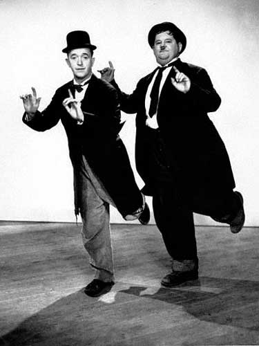 Die Komiker Stan Laurel & Oliver Hardy, auch bekannt als Dick & Doof, im Jahr 1936.