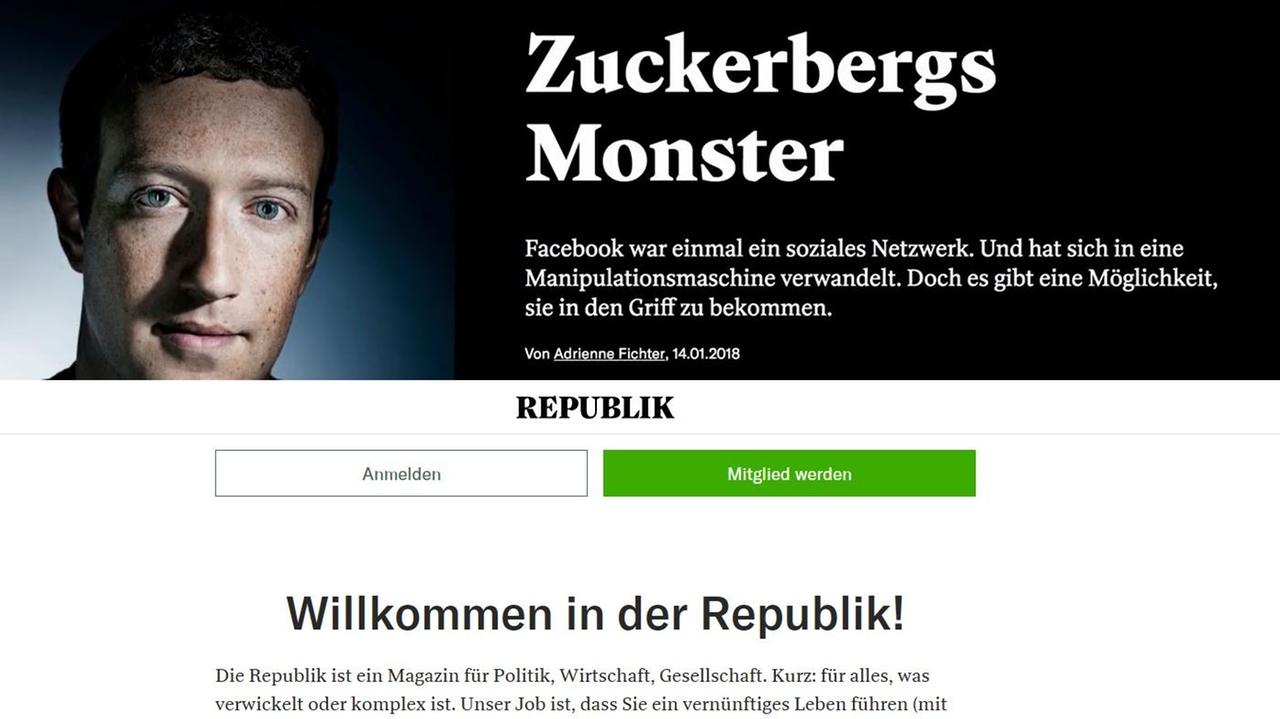 Ein Screenshot des Schweizer Online-Magazins "Die Republik".