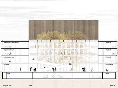Der Siegerentwurf des Architektenbüros Waechter + Waechter aus Darmstadt für den Neubau des Kölner Stadtarchivs