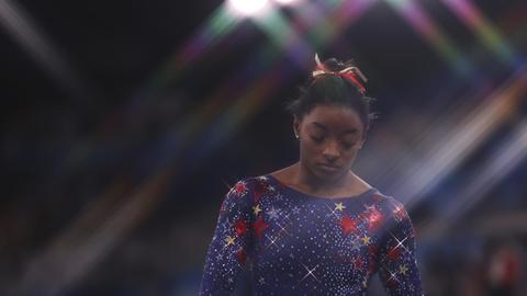 Simone Biles bei der Qualifikation im Ariake Gymnastics Center in Tokyo am 25.7.2021