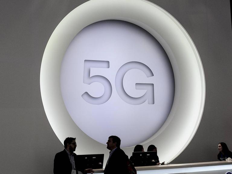 March 1, 2018 - Barcelona, Spain - 5G logo during the Mobile World Congress day 4, on March 1, 2018 in Barcelona, Spain.