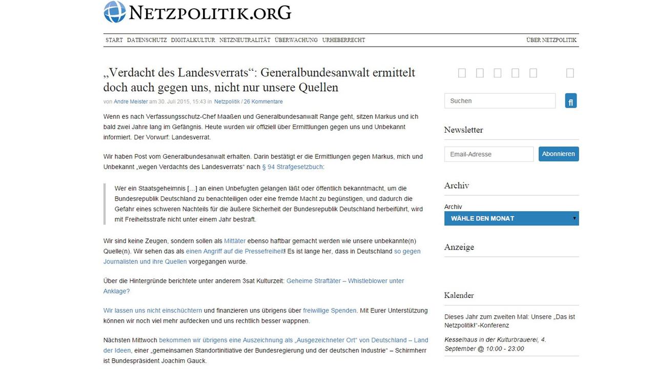 Screenshot von "Netzpolitik.org"