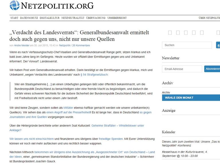 Screenshot von "Netzpolitik.org"
