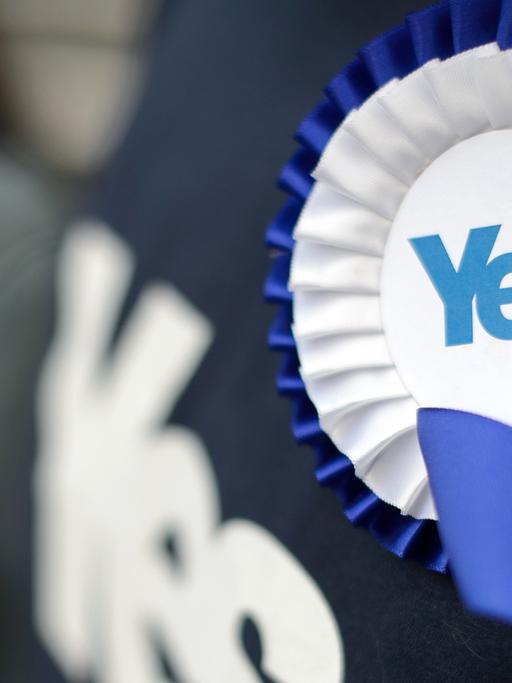 Die Unabhängigkeistbewegugn Yes Scotland trägt traditionell blau/weiß und hofft auf einen Austritt aus Großbritannien