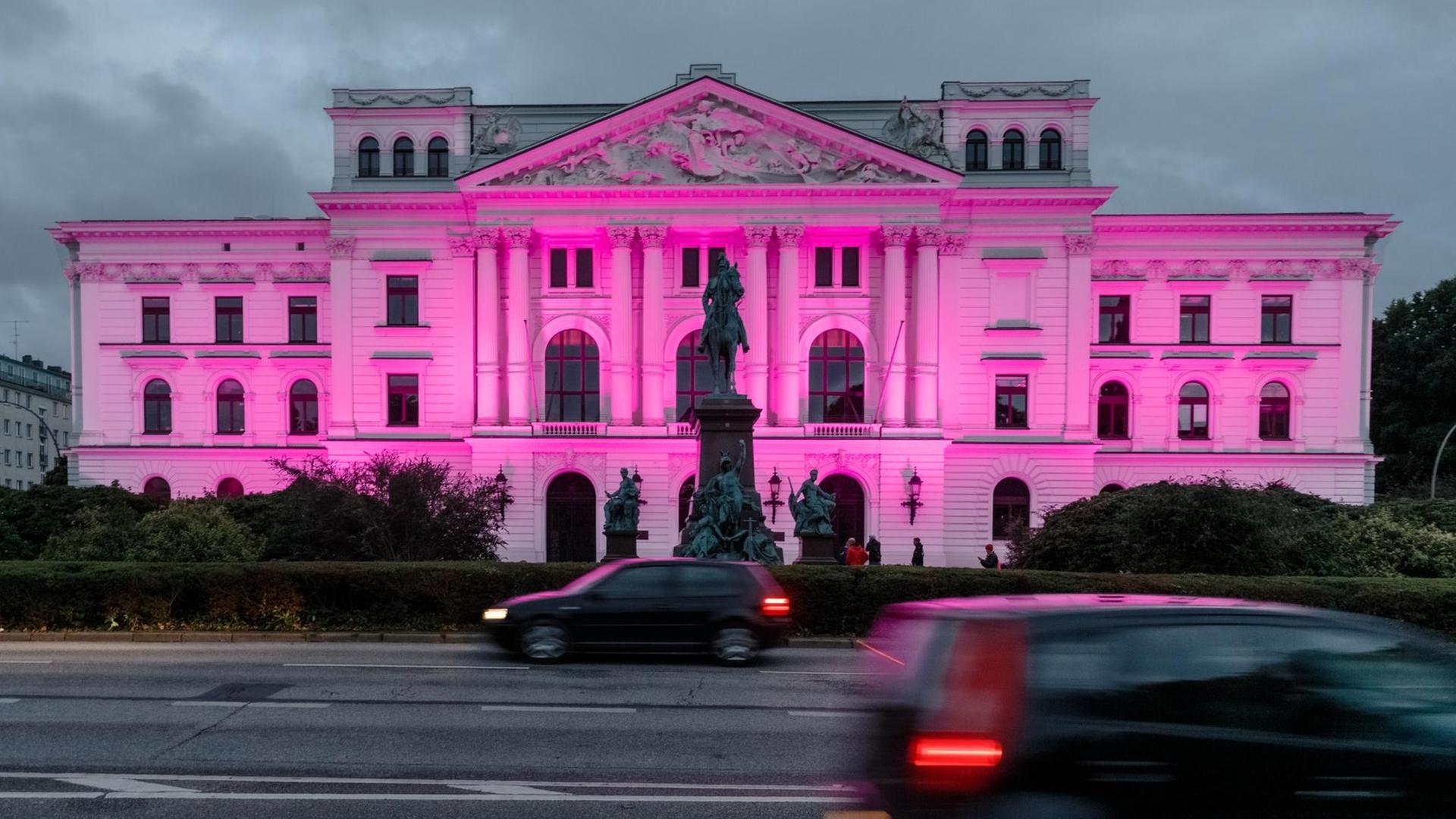 Das Rathaus Altona wird während einer Beleuchtungsaktion der Kinderhilfsorganisation "Plan International" pink angestrahlt, um damit auf die mangelnde Gleichberechtigung von Mädchen in vielen Ländern der Welt aufmerksam zu machen. Die Aktion findet bundesweit in etwa 30 Städten statt. Das Rathaus Altona wird während einer Beleuchtungsaktion der Kinderhilfsorganisation "Plan International" pink angestrahlt, um damit auf die mangelnde Gleichberechtigung von Mädchen in vielen Ländern der Welt aufmerksam zu machen. Die Aktion findet bundesweit in etwa 30 Städten statt.