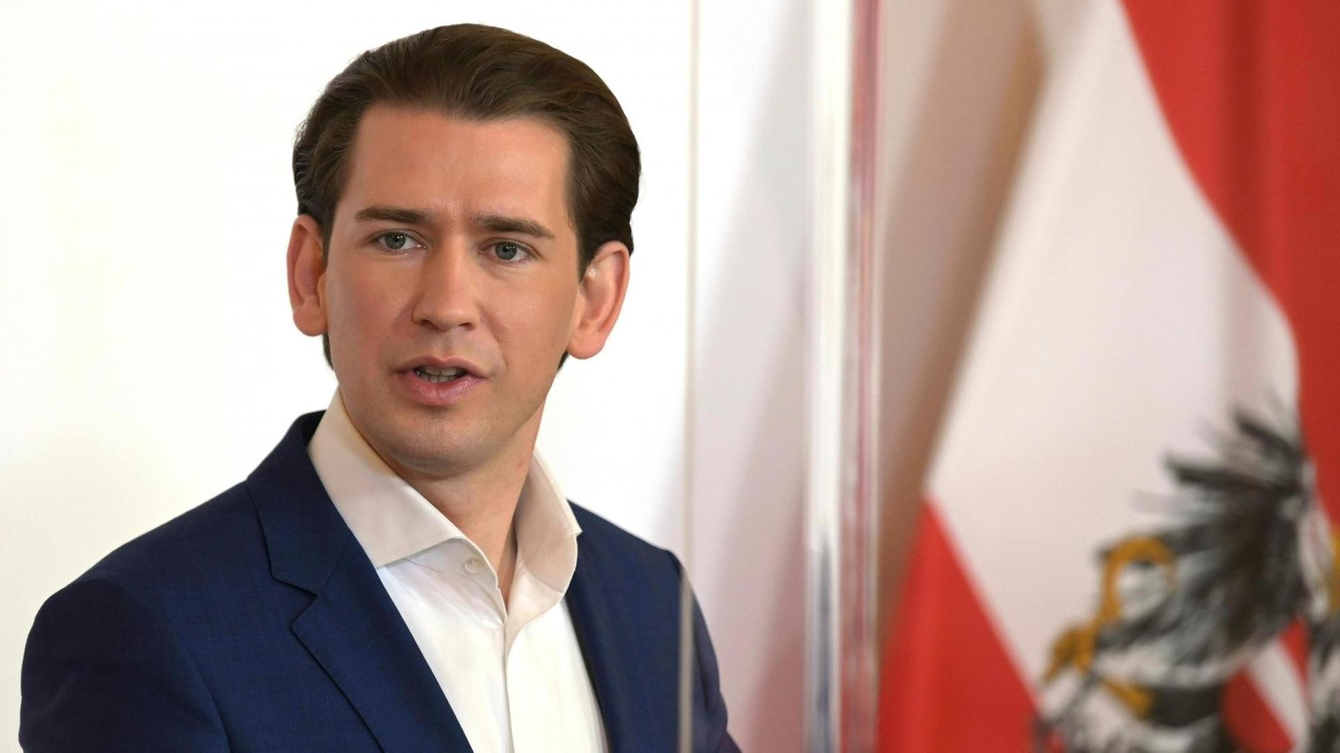 Der österreichische Bundeskanzler Sebastian Kurz (ÖVP) auf der Pressekonferenz "Urlaub in Österreich"