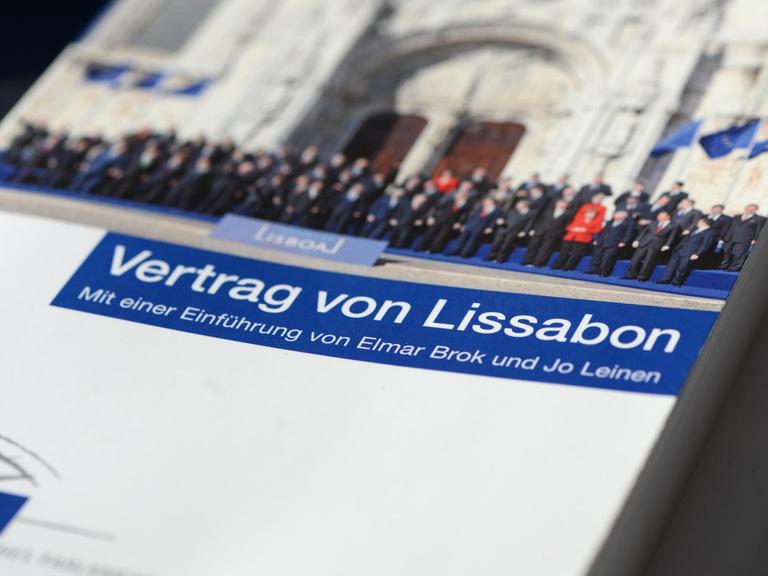 Der Vertrag von Lissabon, ein völkerrechtlicher Vertrag zwischen den 27 Mitgliedsstaaten der Europäischen Union, liegt am 20.02.2013 im Europäischen Informationszentrum in Berlin.