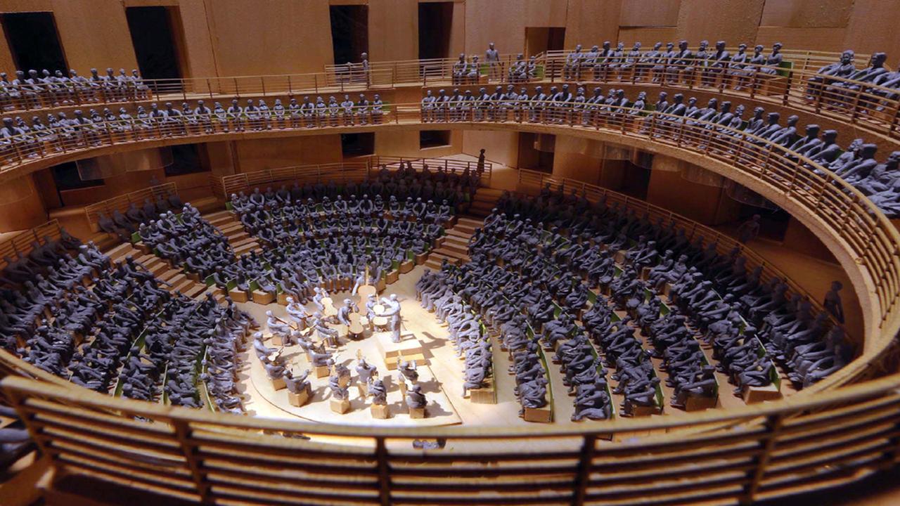 Die undatierte Computergrafik zeigt den Konzertsaal der geplanten Barenboim-Said Akademie in Berlin.