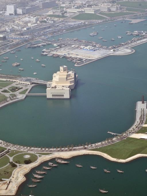 Luftaufnahme von Doha in Katar am Persischen Golf