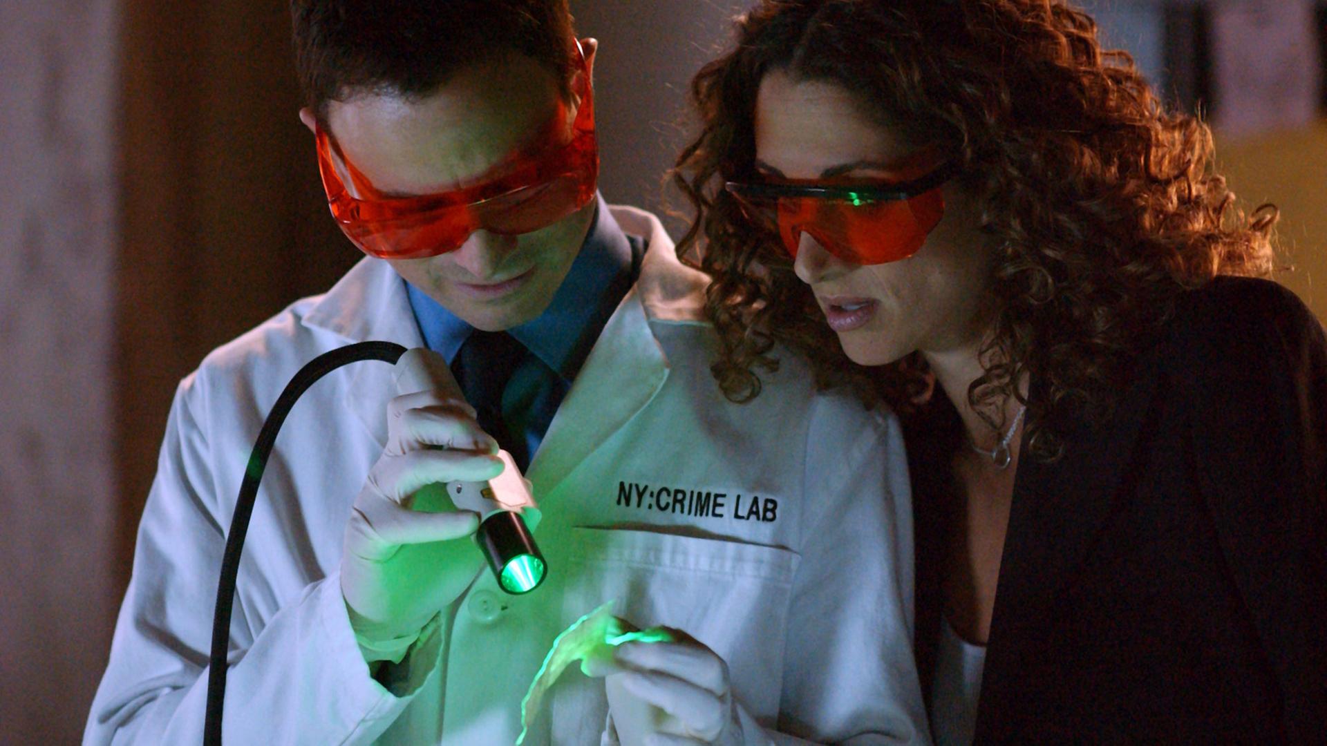 Szenefoto aus "CSI:NY" mit Schauspieler Gary Sinise als Mac Taylor und Melina Kanakaredes als seine Partnerin Stella Bonasera