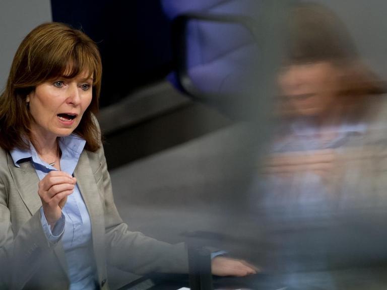 Die SPD-Bundestagsabgeordnete Petra Hinz bei einer Rede im Parlament (2013)