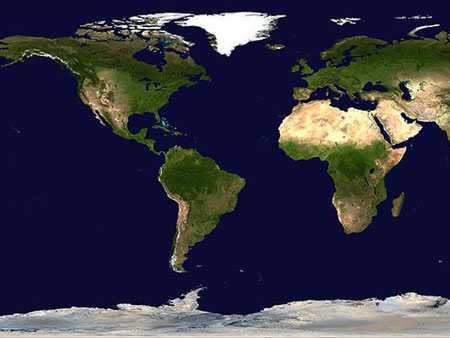 Die Erde in etwas gestauchter Mercator-Projektion Die Erde in etwas gestauchter Mercator-Projektion