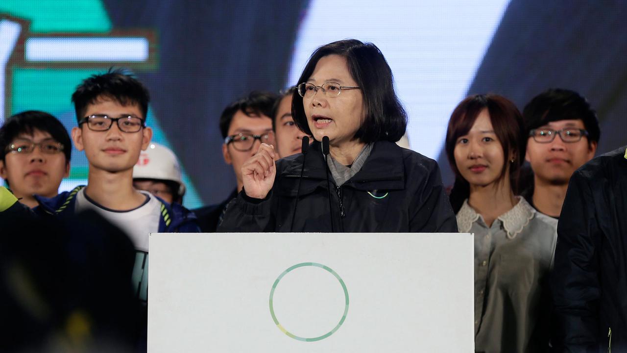 Tsai Ing-wen, Präsidentschafts-Kandidatin der taiwanesischen Fortschrittspartei, bei einer Rede vor Anhängern 2016.