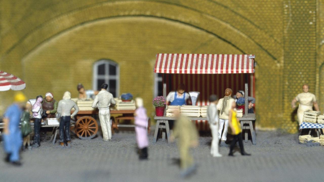 Kleinstadt Modell eines Wochenmarktes.