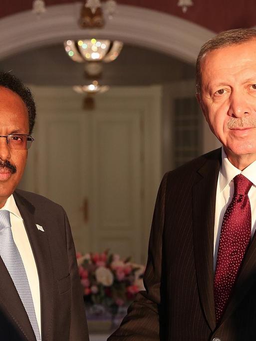 Der türkische Präsident Recep Tayyip Erdogan (R) begrüßt im November 2018 den somalischen Präsidenten Mohamed Abdullahi "Farmajo" Mohamed