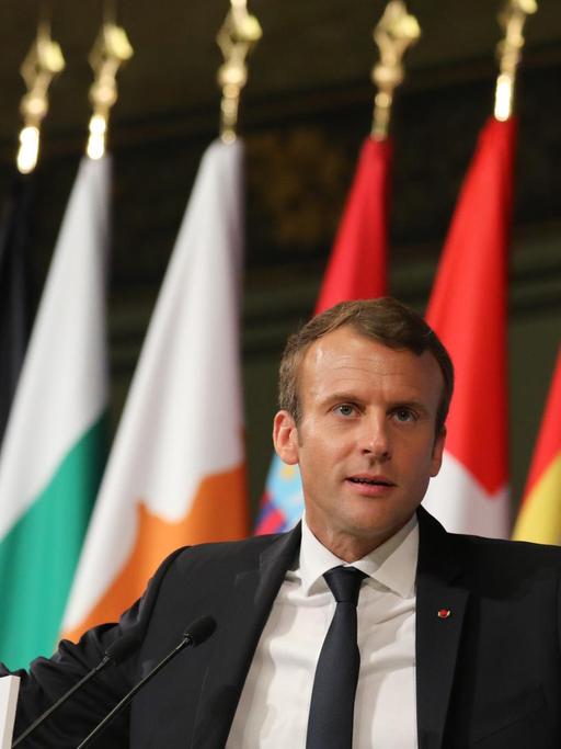 Der französische Präsident Macron bei seiner Europa-Grundsatzrede an der Sorbonne-Universität