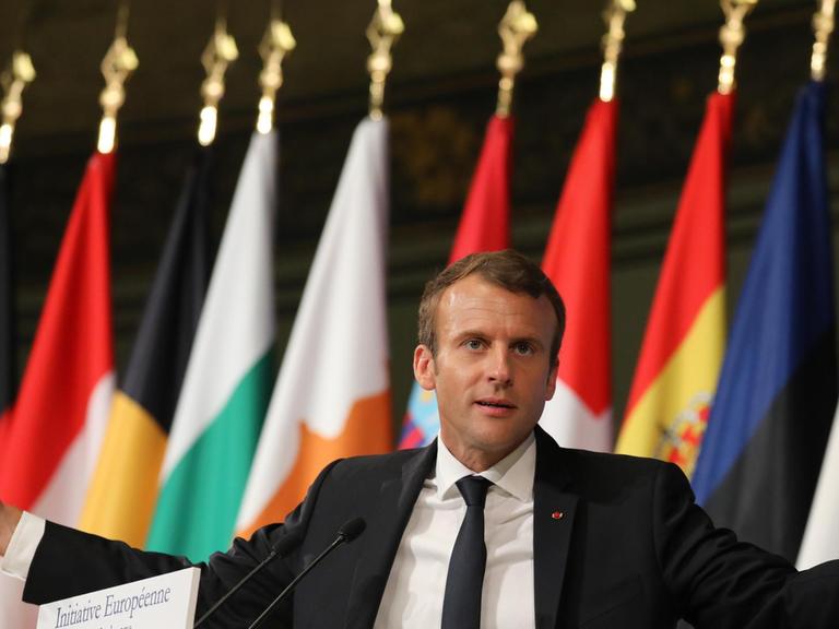 Der französische Präsident Macron bei seiner Europa-Grundsatzrede an der Sorbonne-Universität