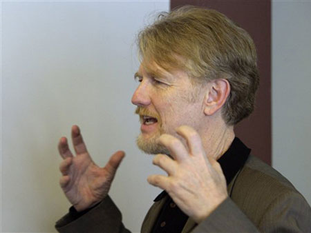 Der Pulitzer-Preisträger und Cartoonist David Horsey spricht mit den Medien am Tag des Erscheinens der letzten gedruckten Ausgabe vom "Seattle Post-Intelligencer". Der "P-I" erscheint künftig nur noch online.