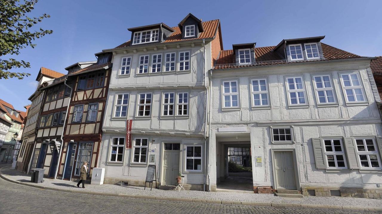Ansicht des Museums Kaffee Hirsch in Halberstadt. In dem Gebäude lebte die jüdische Kaufmannsfamilie Aron Hirsch & Söhne. 
