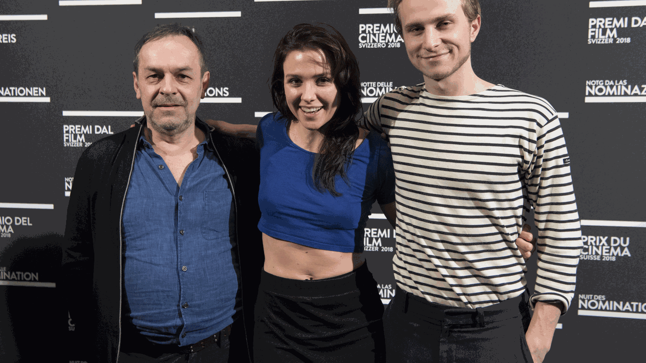 Das Team aus dem Film "Mario": Regisseur Marcel Gisler (v.l.n.r.), Jessy Moravec, Schauspielerin, und Max Hubacher, Schauspieler. 