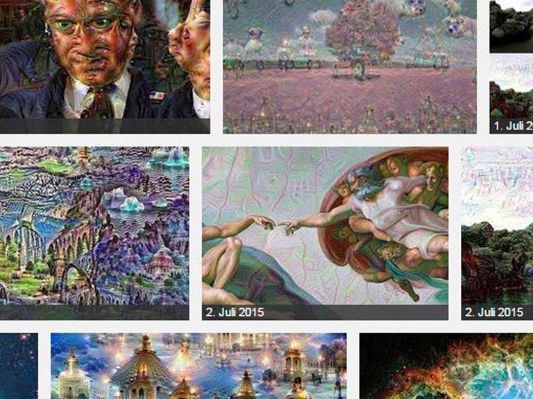 Mehrere mit dem Programm "Google Deep Dream" bearbeitete Bilder in der Google-Bildersuche