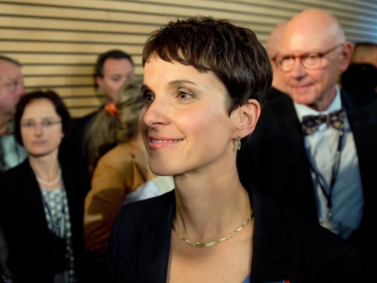 Frauke Petry, Spitzenkandidatin der AfD Sachsen, am Wahlabend.