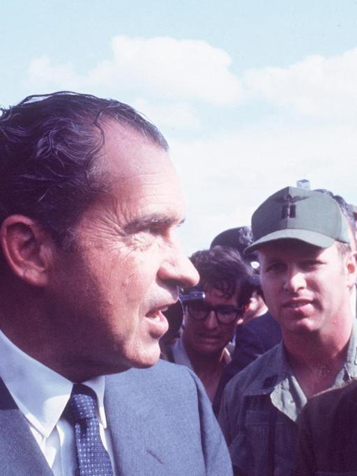 US-Präsident Richard Nixon im März 1970 bei einem Truppenbesuch in Vietnam