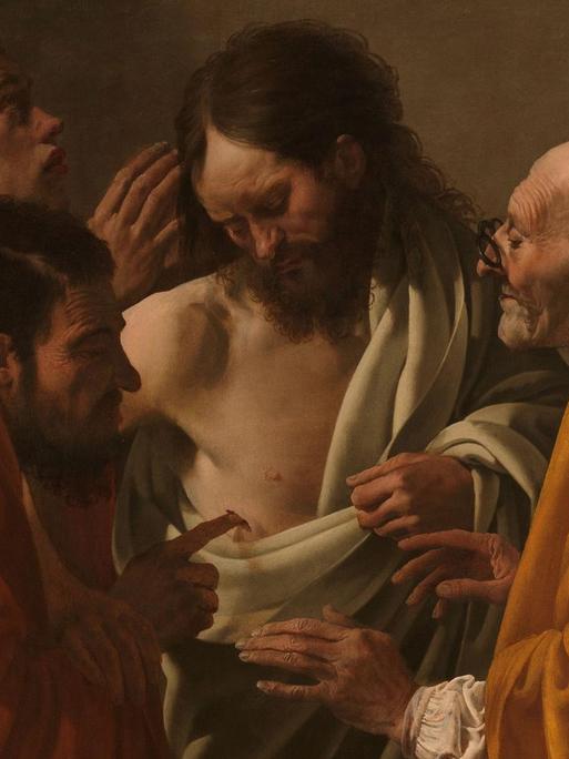 Der ungläubige Thomas berührt die Wunden des auferstandenen Jesu, das Gemälde von Hendrick ter Brugghen (1622) hängt im Rijksmuseum in Amsterdam.