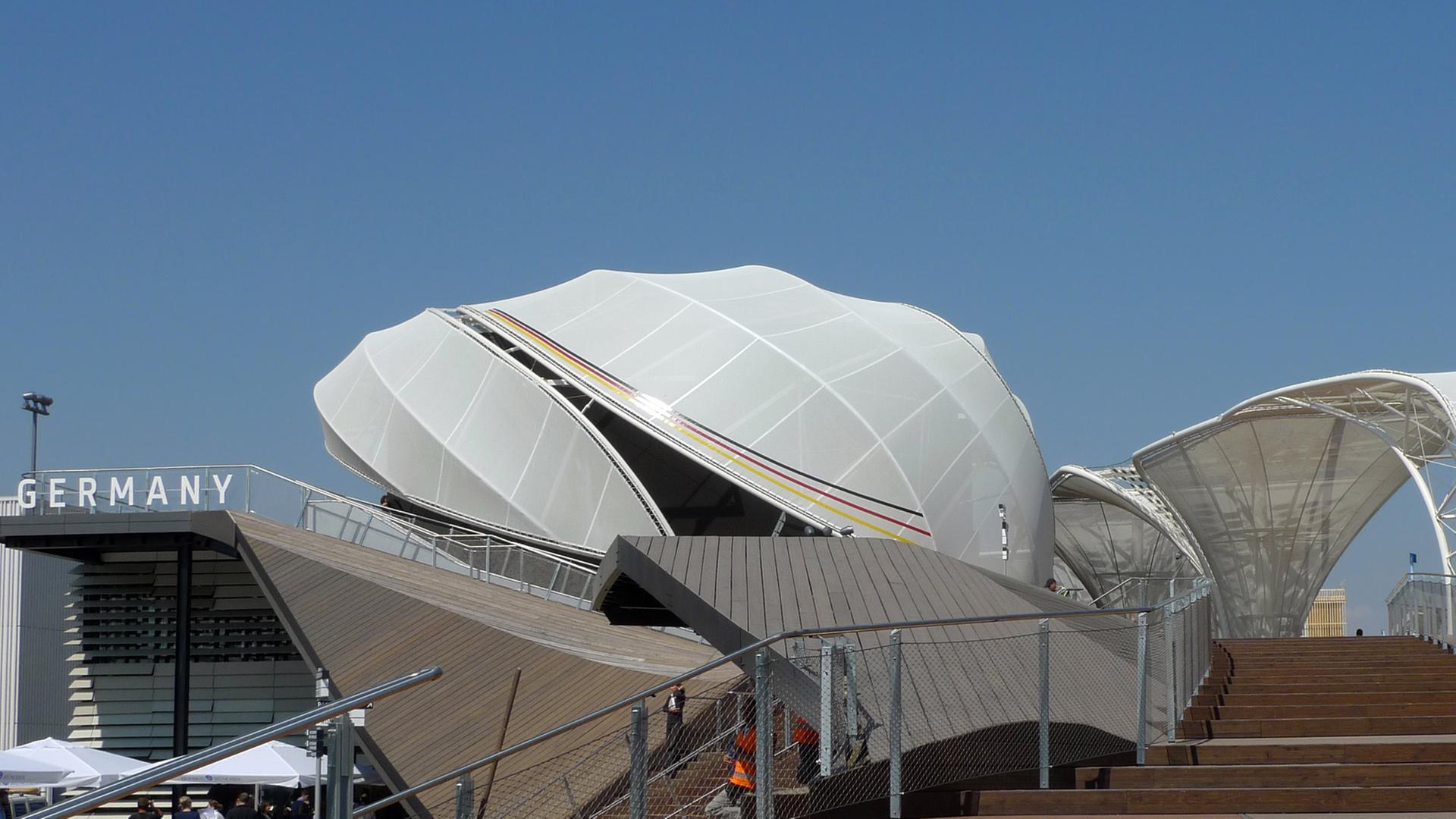 Der deutsche Pavillon bei der Expo in Mailand (Italien), aufgenommen am 23.04. 2015.