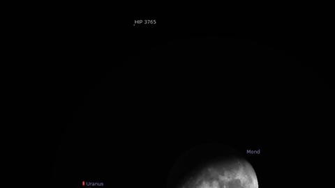 Mond und Uranus Dienstag früh gegen 1 Uhr MEZ