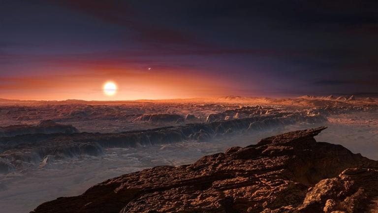 Viel Fantasie, wenig Wissen: Künstlerische Darstellung des möglichen Aussehens der Oberfläche des Planeten Proxima Centauri b