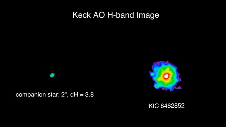 Der Stern KIC 8462852, beobachtet vom Keck-Teleskop auf Hawaii Der Stern KIC 8462852, beobachtet vom Keck-Teleskop auf Hawaii