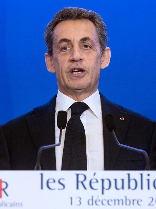 Nicolas Sarkozy, Chef der "Republikaner", am Abend nach den Regionalwahlen in Frankreich