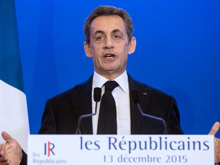 Nicolas Sarkozy, Chef der "Republikaner", am Abend nach den Regionalwahlen in Frankreich