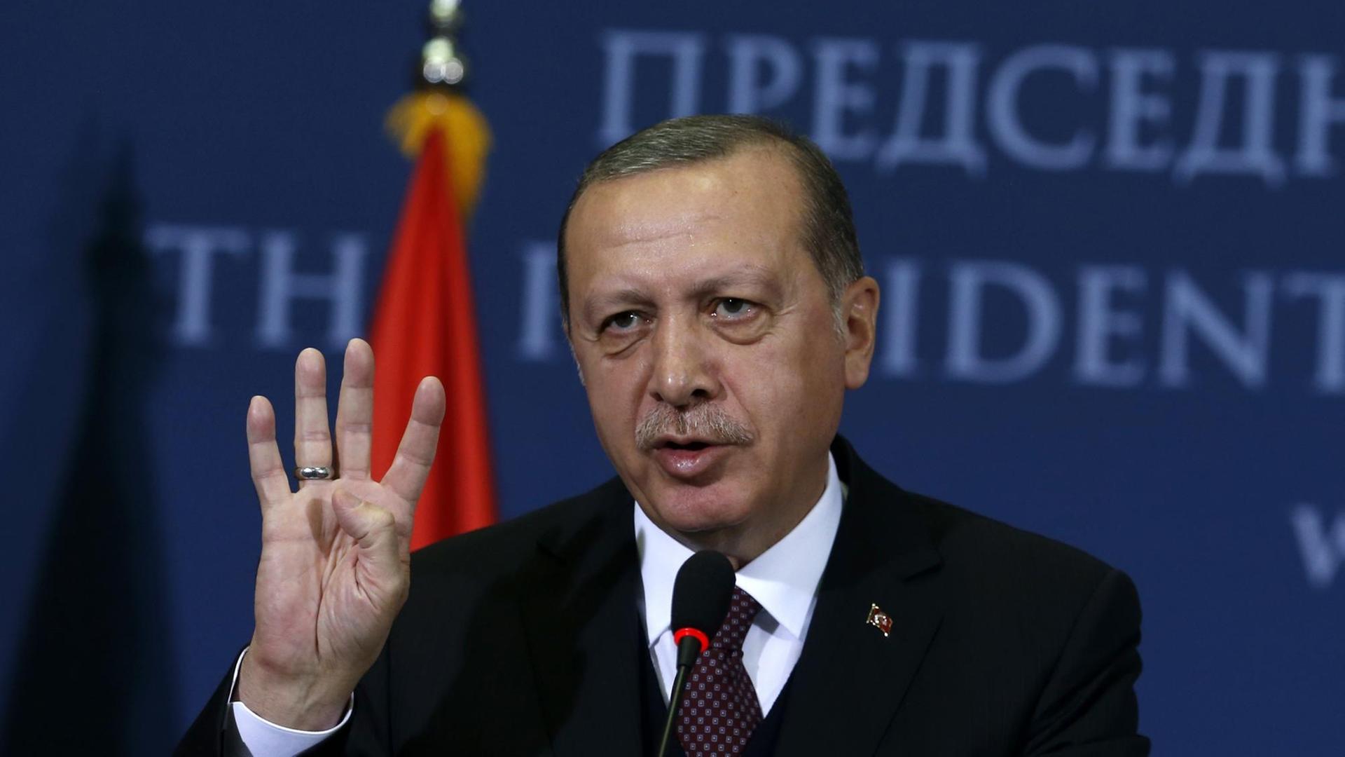 Der türkische Präsident Recep Tayyip Erdogan auf einer Pressekonferenz