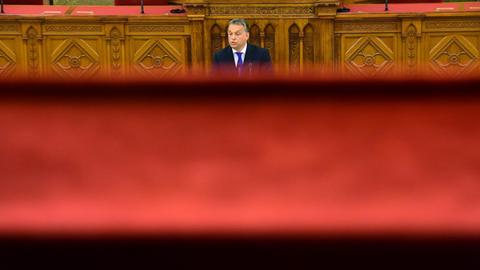 Viktor Orban während einer Rede im Parlament in Budapest.