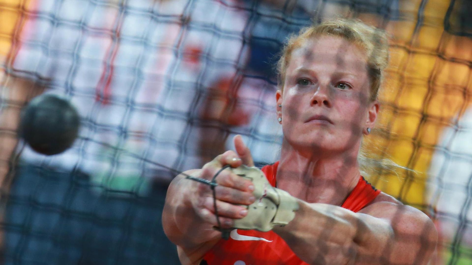 Hammerwerferin Betty Heidler bei den Leichtathletik-Weltmeisterschaften in Peking 2015.