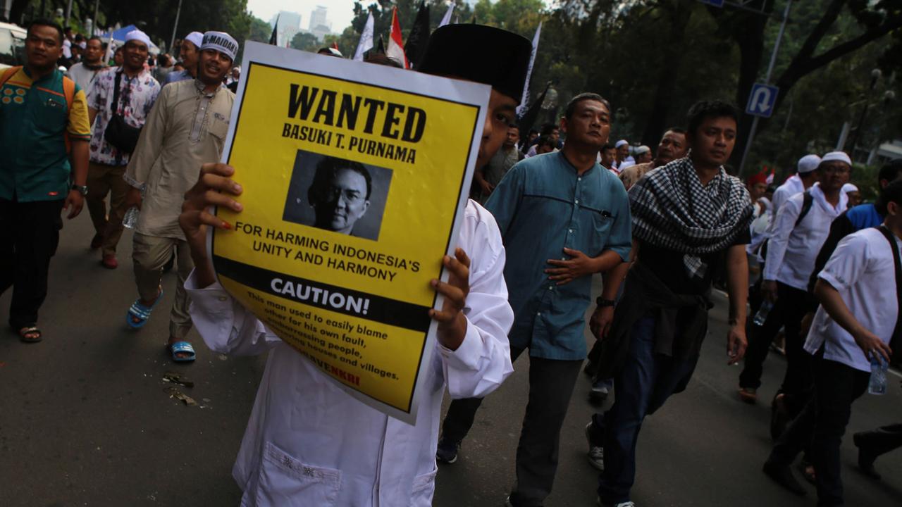 Protest von Muslimen gegen den christlichen Gouverneur Ahok im November 2016 in Jakarta.  