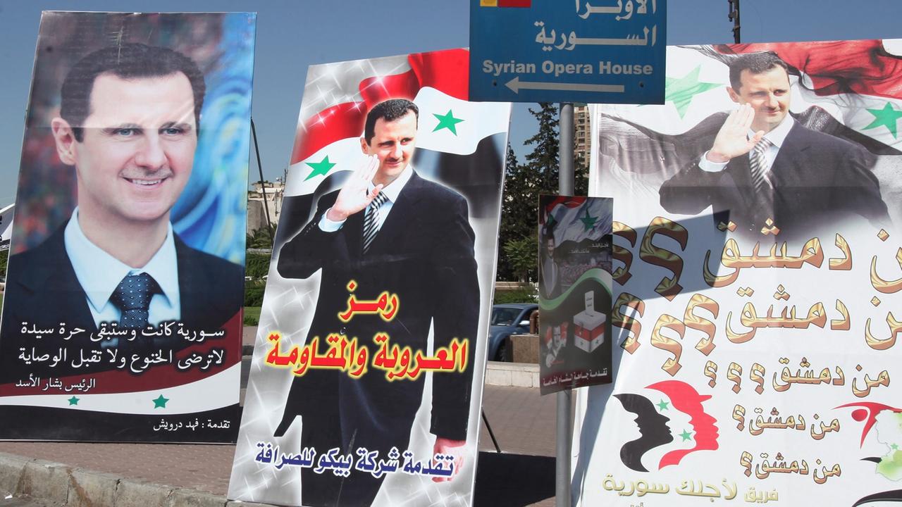 Wahlplakate von Bashar al-Assad in Damaskus.