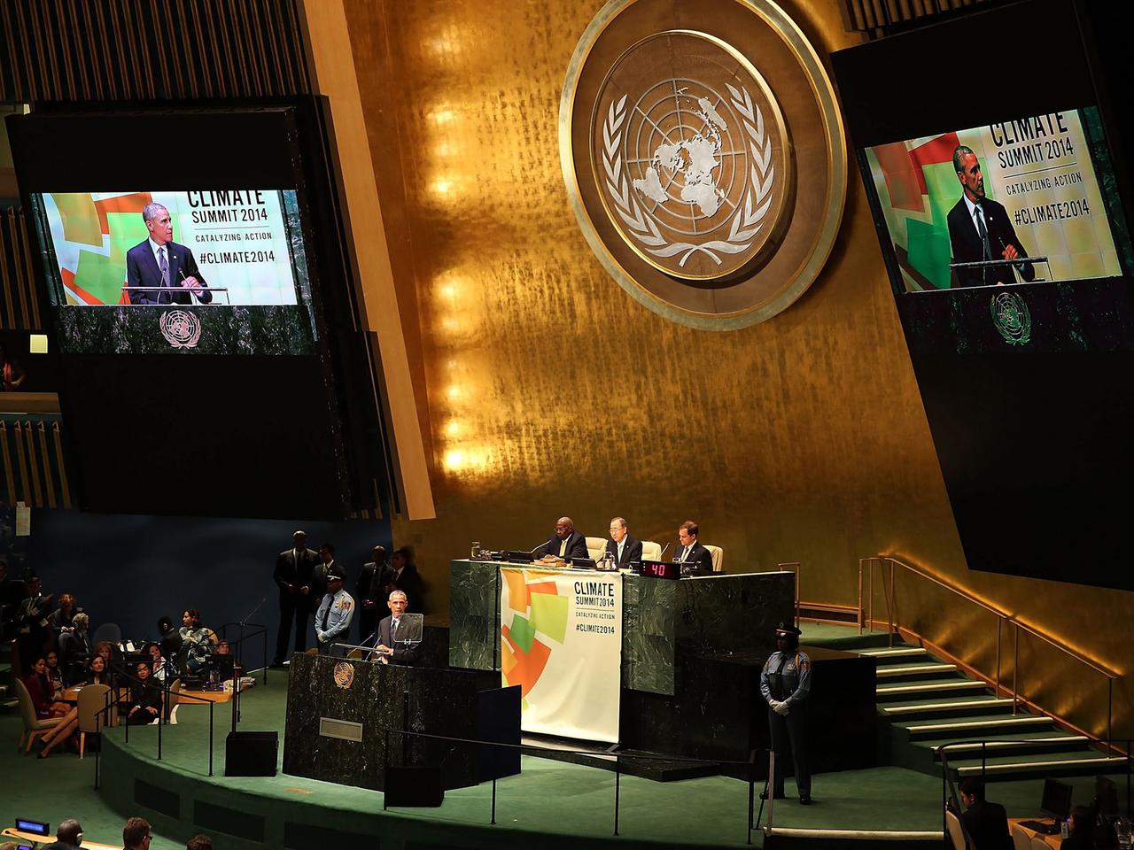 Barack Obama während seiner Rede im Hauptquartier der UNO.