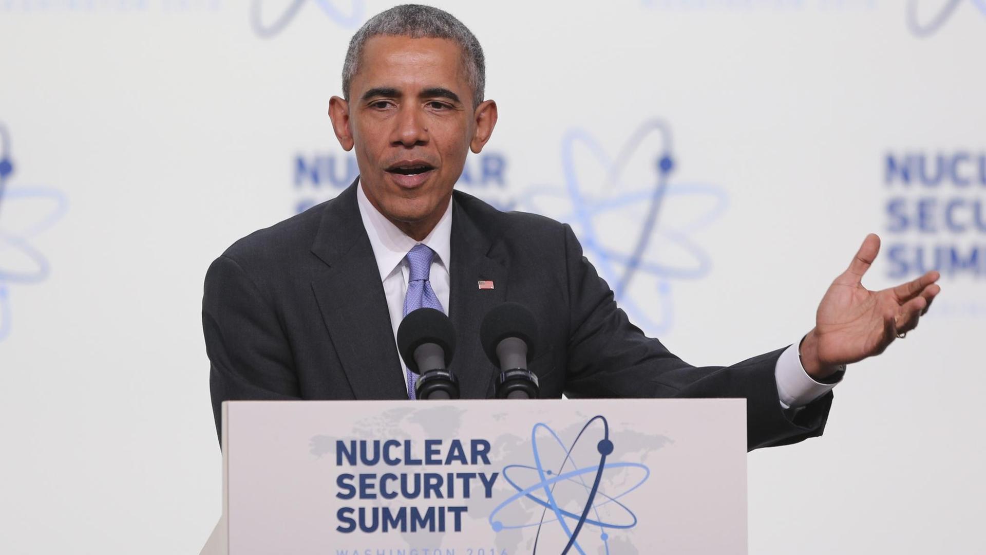 US-Präsident Barack Obama spricht während des Nukleagipfels in Washington.