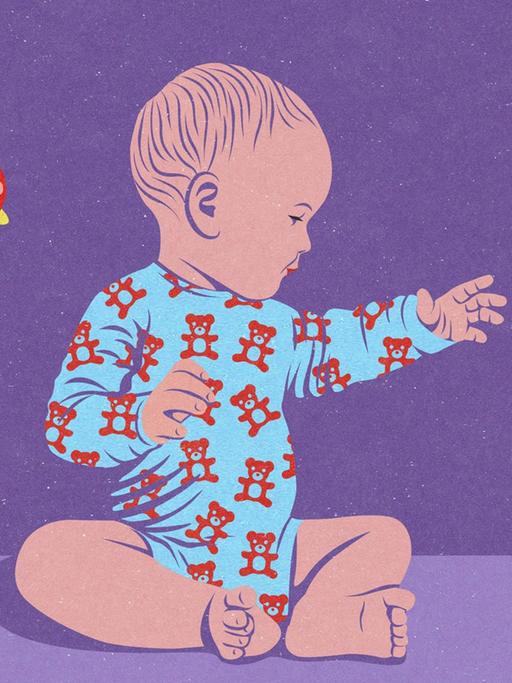 Baby wählt Smartphone statt Spielzeug-Rassel