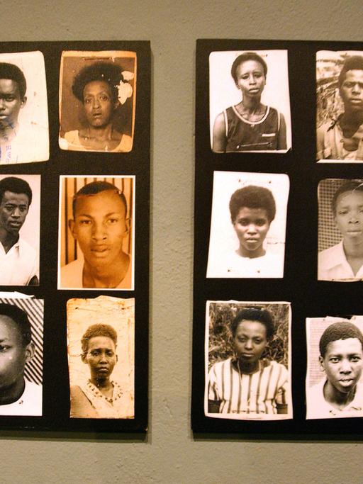 Fotografien von Opfern des Völkermordes in einer Gedenkstätte in Ruandas Hauptstadt Kigali