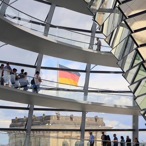 Blick in die Kuppel des Reichstages in Berlin Die nachträglich konzipierte Kuppel hat sich zur viel